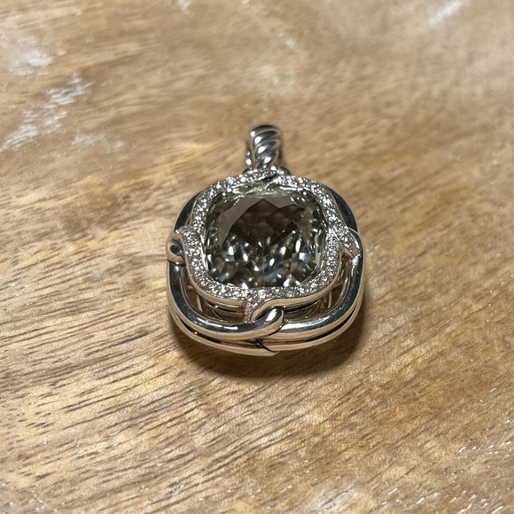 David Yurman Sterling Silver Diamond Prasiolite Labyrinth Enhancer Pendant - Picture 4 of 16